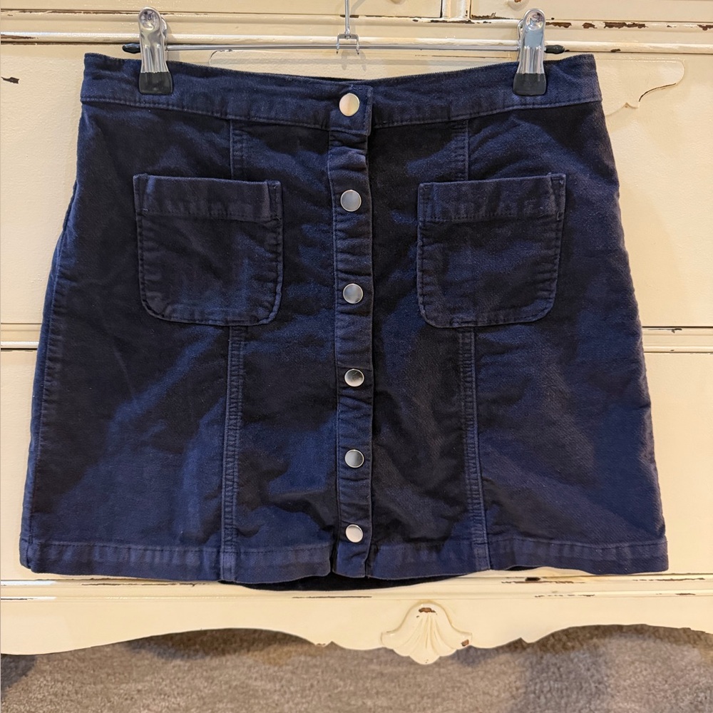 Urban Outfitters Dark Blue Fine and Soft Corduroy Mini Skirt with Buttons Size M
